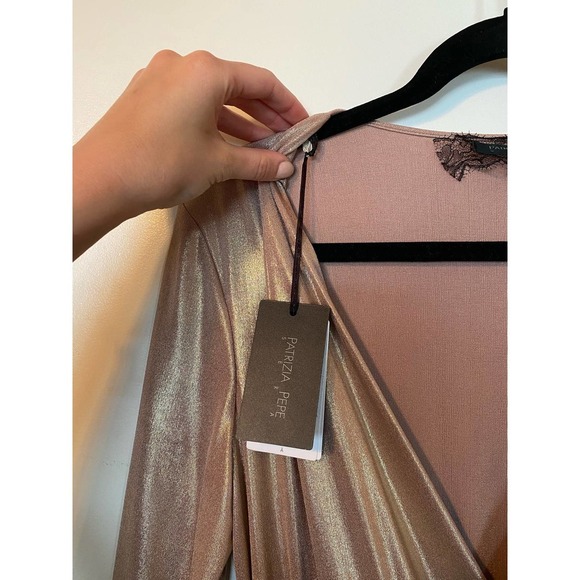 Patrizia Pepe Abido Dress Old Gold NWT Size 3 - Picture 9 of 12